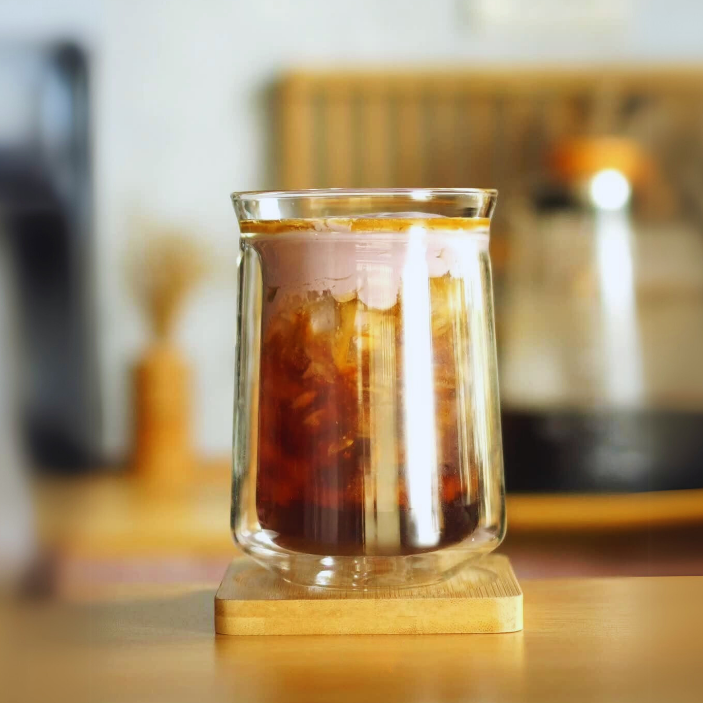 Vasos Doble Pared de Vidrio para Café, Cold Brew, Iced Tea. Set de 2 Vasos Doble Fondo, 350 ml. Elegantes, Bonitos, Aesthetic