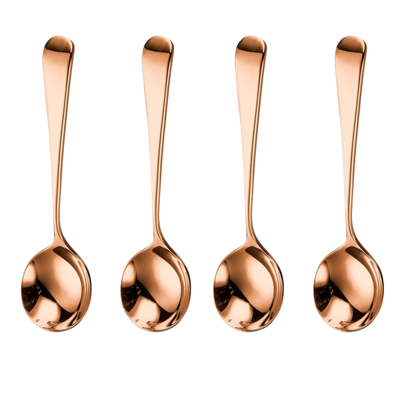 Cucharas de Acero Inoxidable 304 para Café, Sopa, Postre. Cucharas de Lujo, Diseño Elegante. Set de 4 Pzas. Gruesas y Pesadas