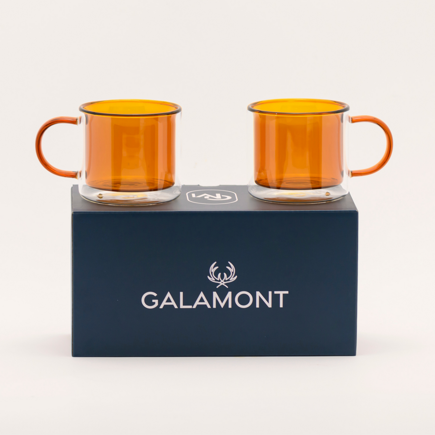 Tazas Doble Fondo para Café Espresso, Americano, Té. Set de 2 Tazas Doble Pared de Vidrio, 300 ml. Bonitas y Elegantes (Ámbar)