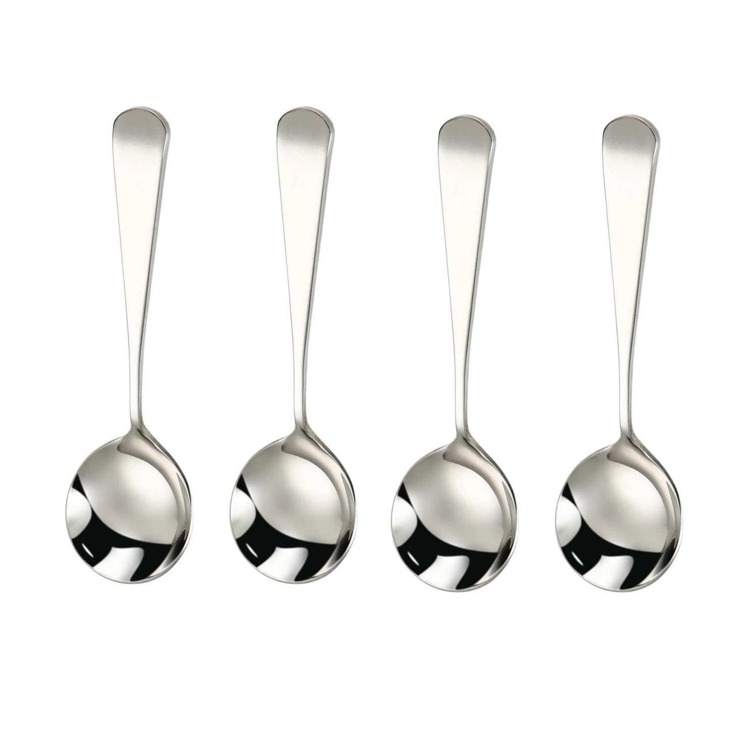 Cucharas de Acero Inoxidable 304 para Café, Sopa, Postre. Cucharas de Lujo, Diseño Elegante. Set de 4 Pzas. Gruesas y Pesadas