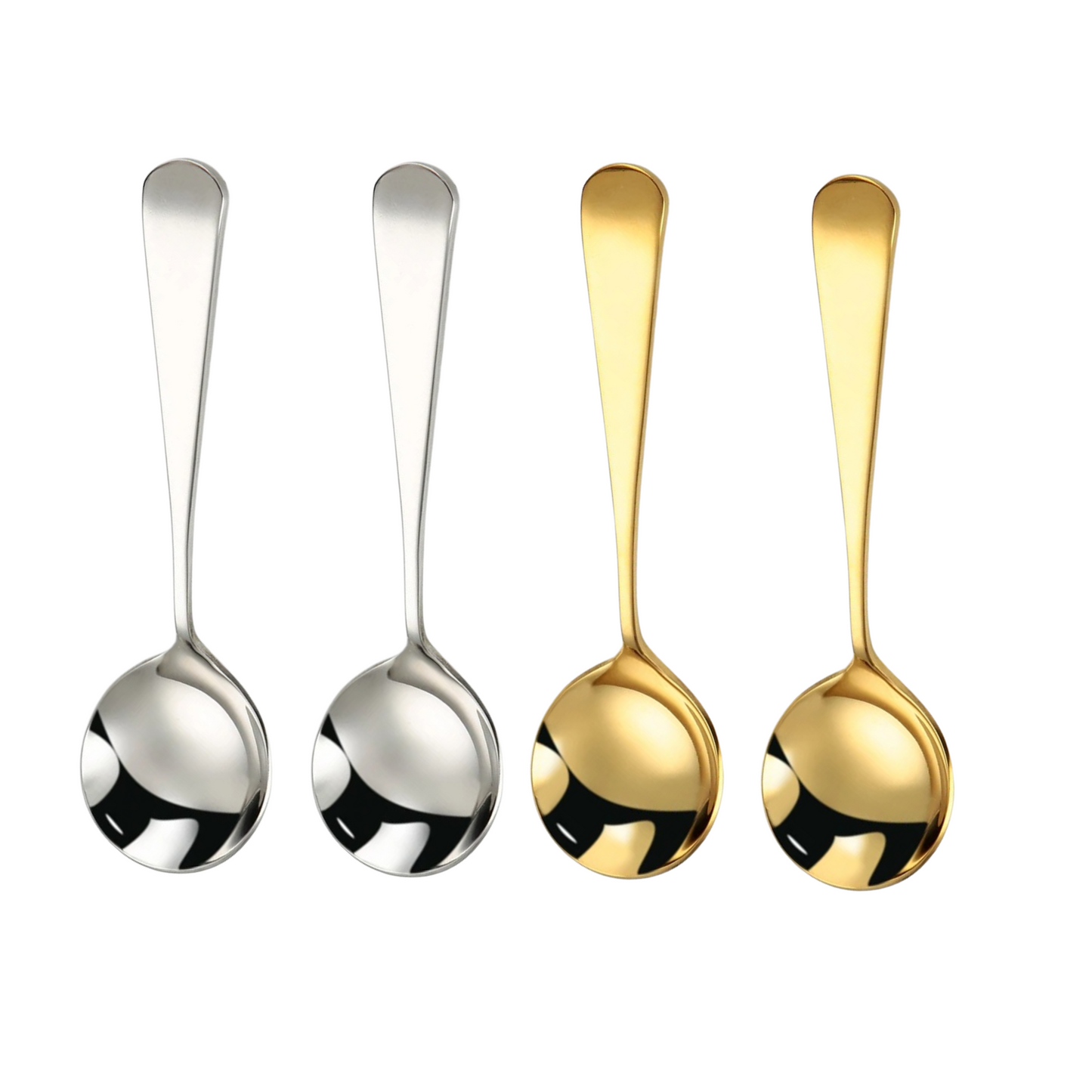 Cucharas de Acero Inoxidable 304 para Café, Sopa, Postre. Cucharas de Lujo, Diseño Elegante. Set de 4 Pzas. Gruesas y Pesadas