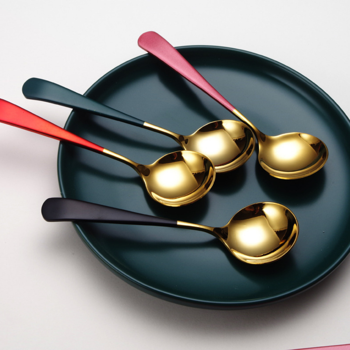 Cucharas de Acero Inoxidable 304 para Café, Postre, Sopa. Cucharas de Lujo. Diseño Elegante. Set de 4 Pzas. Gruesas y Pesadas