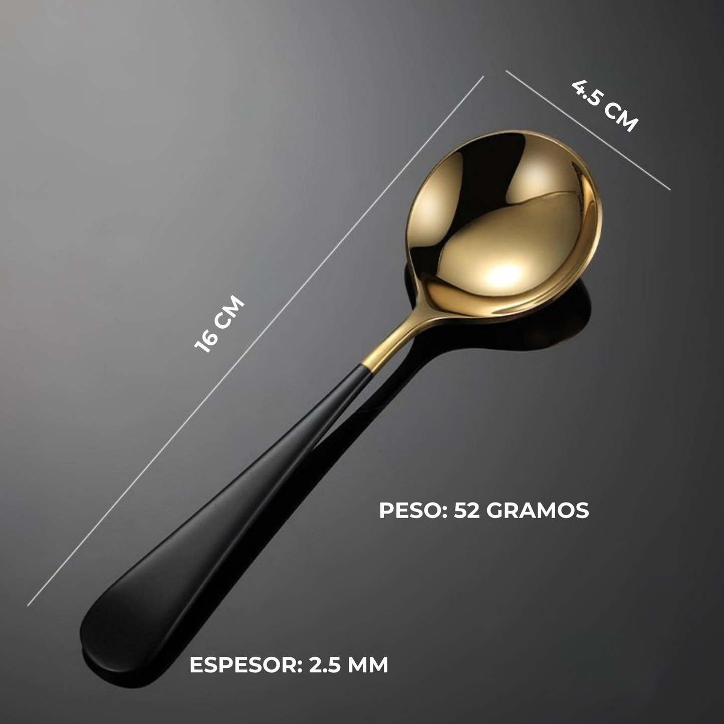 Cucharas de Acero Inoxidable 304 para Café, Postre, Sopa. Cucharas de Lujo. Diseño Elegante. Set de 4 Pzas. Gruesas y Pesadas