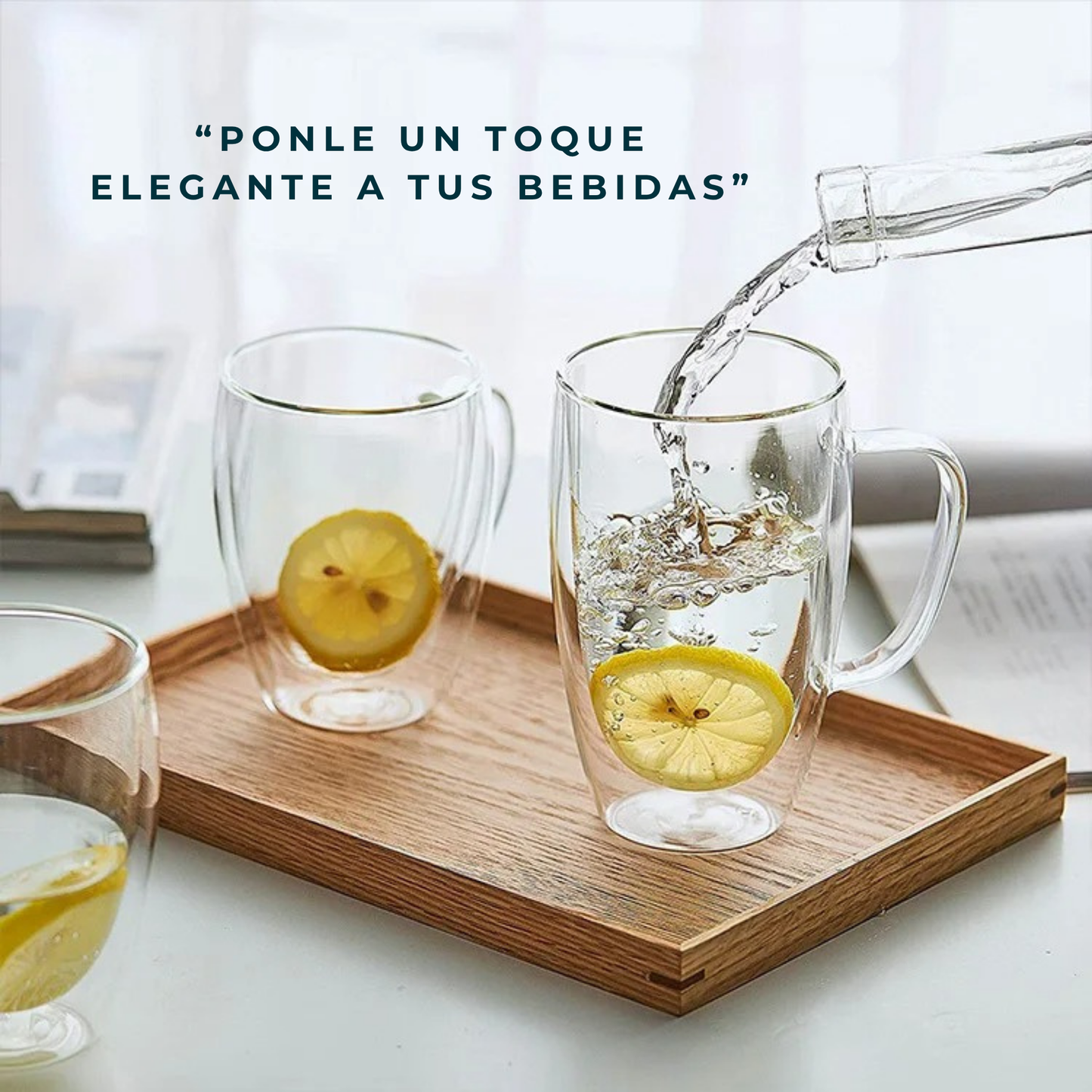 Tazas Doble Fondo de Cristal para Café Americano, Capuchino, Latte, Cold Brew, Té. Set de 2 Tazas Doble Pared, 450 ml. Transparentes y Aisladas.
