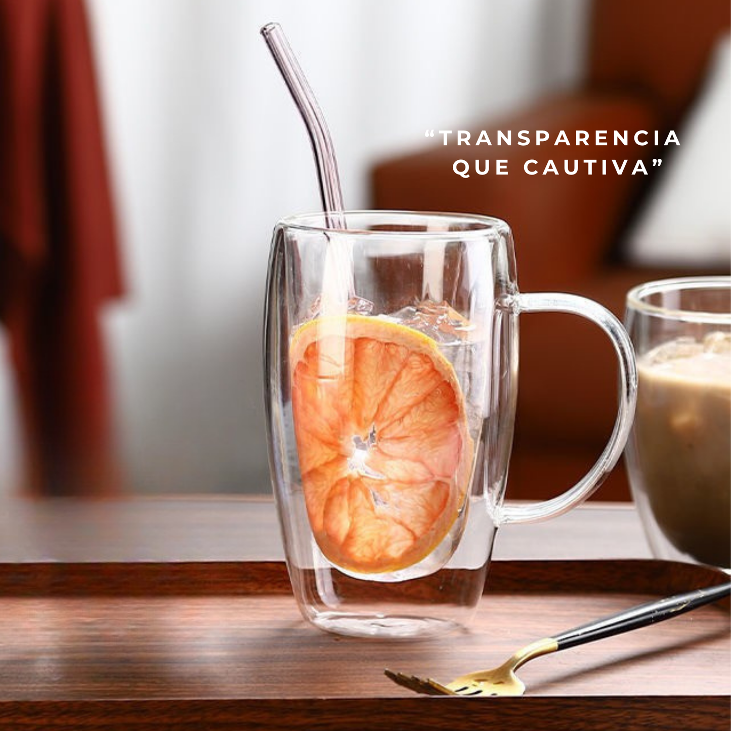 Tazas Doble Fondo de Cristal para Café Americano, Capuchino, Latte, Cold Brew, Té. Set de 2 Tazas Doble Pared, 450 ml. Transparentes y Aisladas.