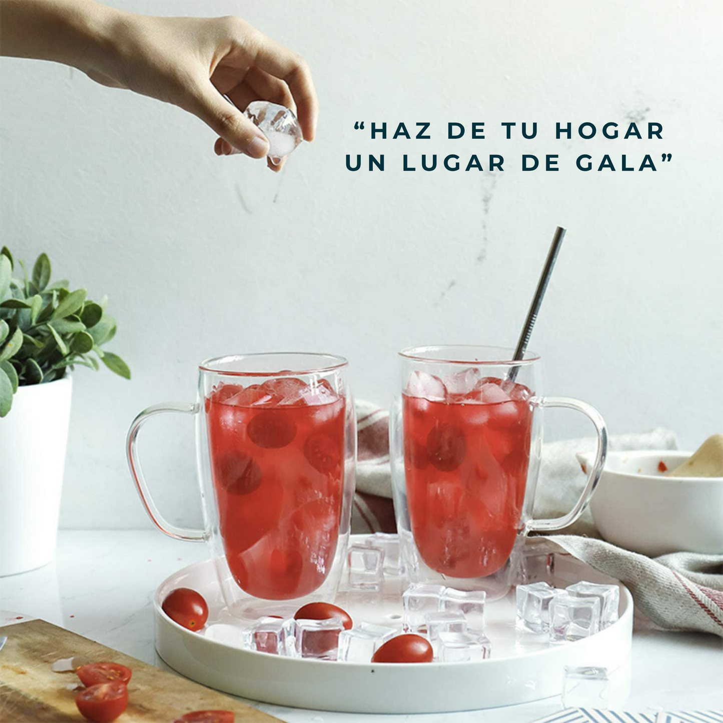 Tazas Doble Fondo de Cristal para Café Americano, Capuchino, Latte, Cold Brew, Té. Set de 2 Tazas Doble Pared, 450 ml. Transparentes y Aisladas.