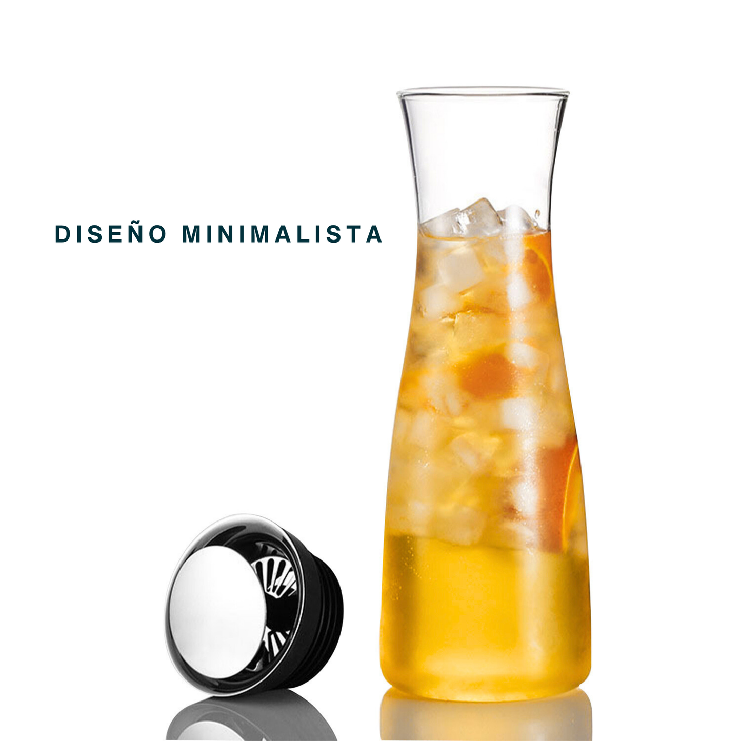 Jarra de Vidrio Borosilicato 1,200 ml para Agua, Infusiones, Limonada, Jugo, Té Helado. Jarra de Agua con Tapa para Bebidas Frías y Calientes. Elegante, Moderna, Minimalista, Aesthetic
