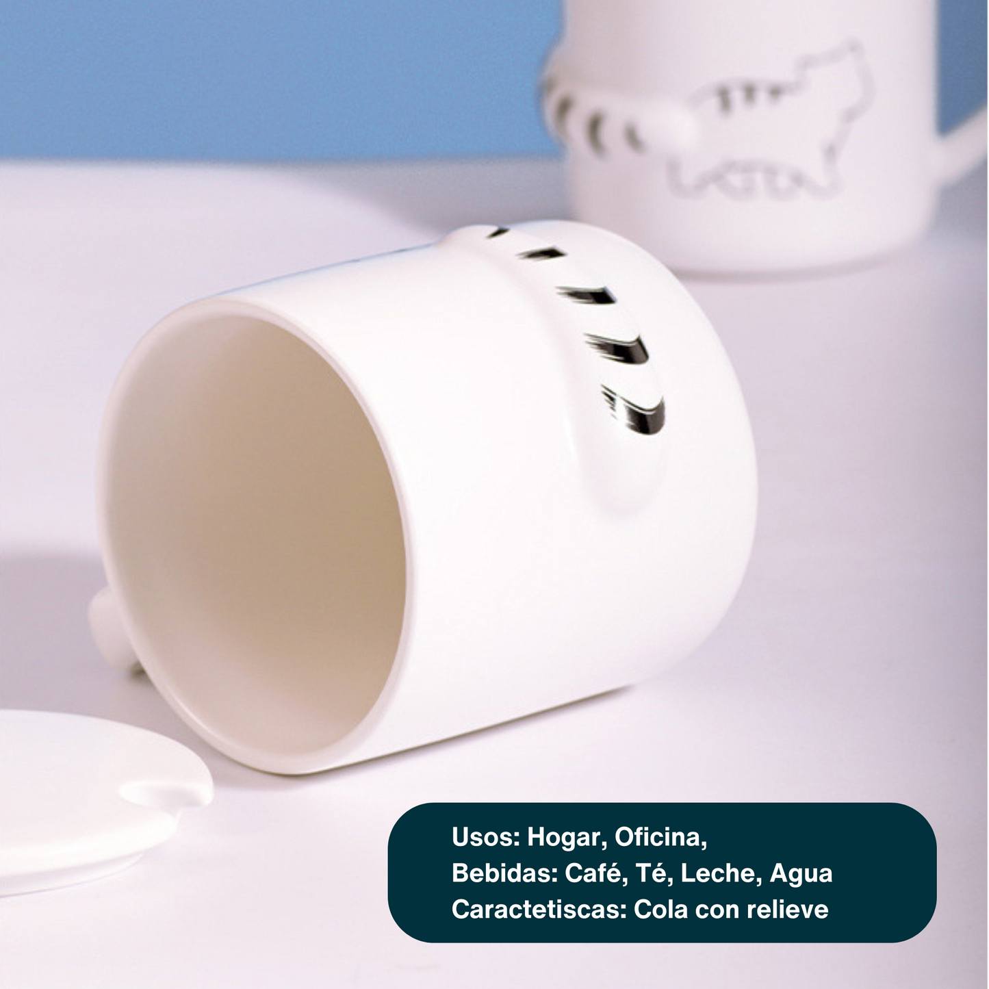 Taza de Gato con Cola en 3D. Diseño de Gatito Dormilón. Taza para Amante de los Gatos. Taza para Café de 350 ml.