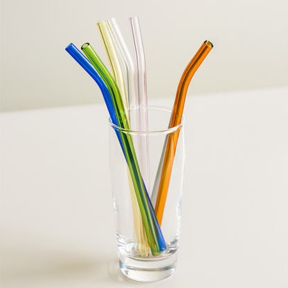 Popotes de Vidrio de Colores. Set de 6 Popotes Reutilizables con Cepillo de Limpieza.. Ecológicos, Coloridos, Elegantes y Aesthetic (Coloridos)