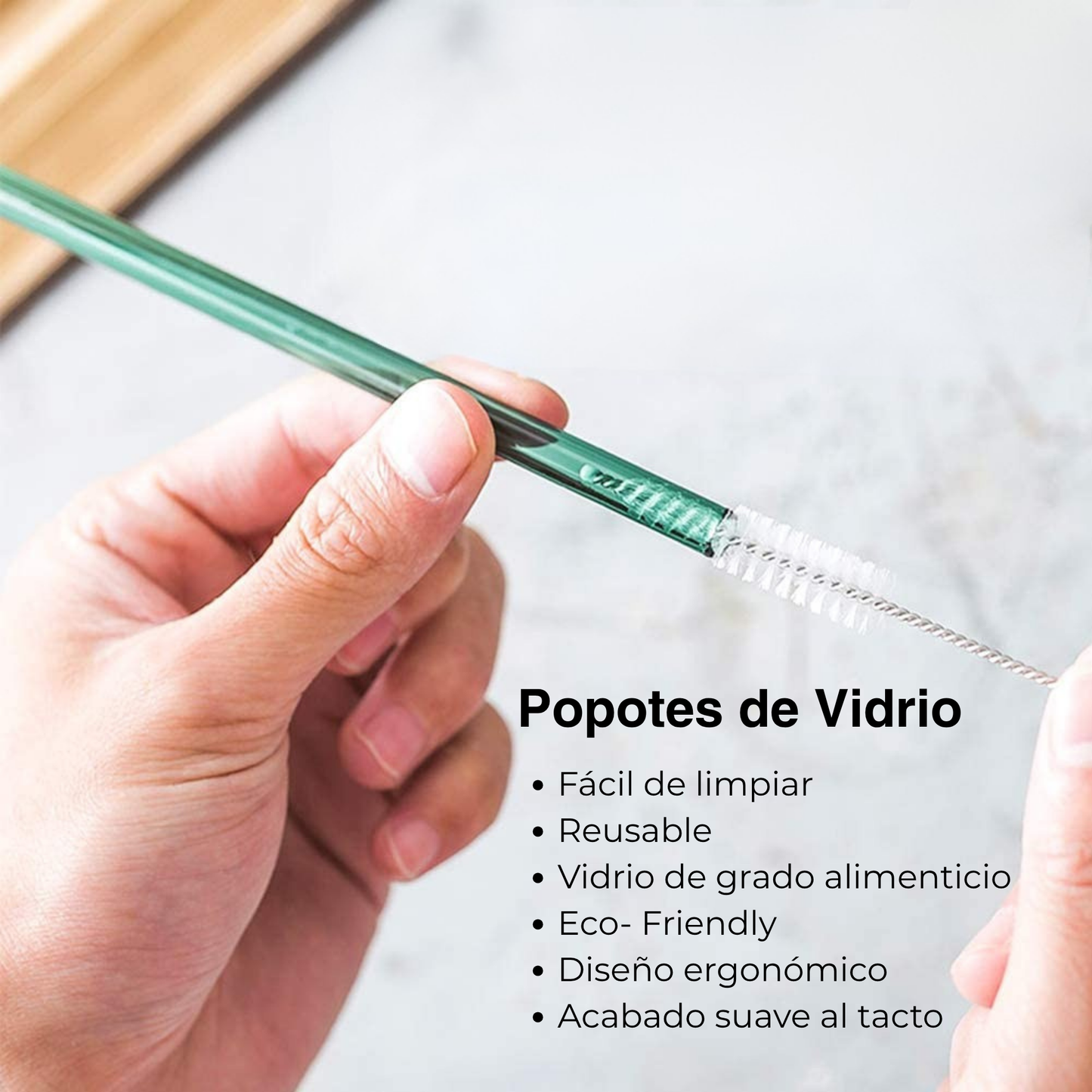 Popotes de Vidrio de Colores. Set de 6 Popotes Reutilizables con Cepillo de Limpieza.. Ecológicos, Coloridos, Elegantes y Aesthetic (Coloridos)
