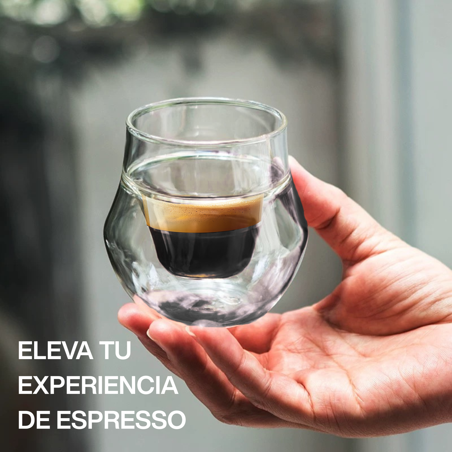 Vasos para Espresso, 120 ml. Hecho a mano. 2 Vasos de Doble Pared de Vidrio para Degustar Expresso, Whisky, Ron. Elegantes y Modernos