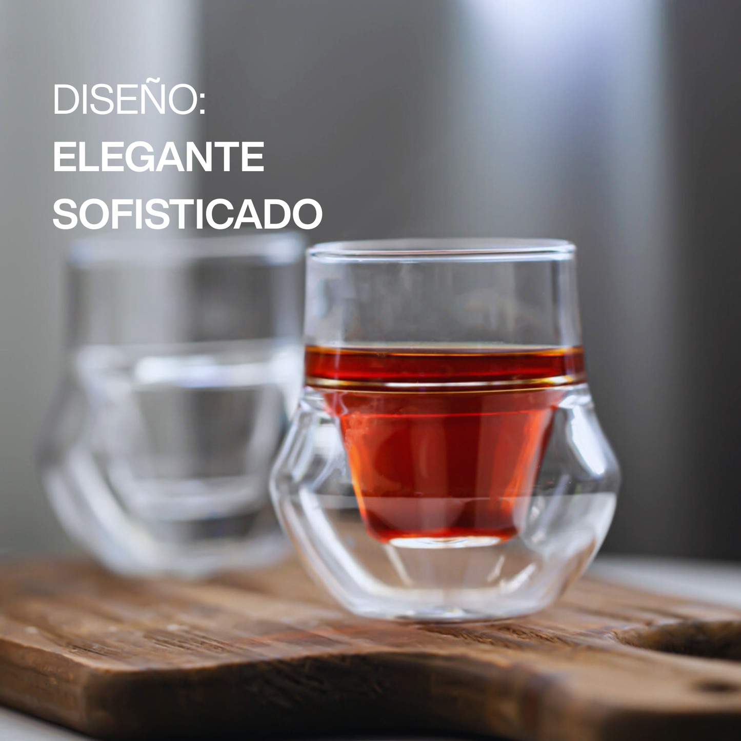 Vasos para Espresso, 120 ml. Hecho a mano. 2 Vasos de Doble Pared de Vidrio para Degustar Expresso, Whisky, Ron. Elegantes y Modernos
