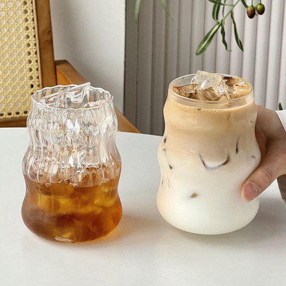 Vasos de Vidrio 530 ml.  2 Pzas. Set de Vasos Para Cócteles, Batidos, Agua, Café frio, Té helado. Aesthetic, Elegantes, Modernos.
