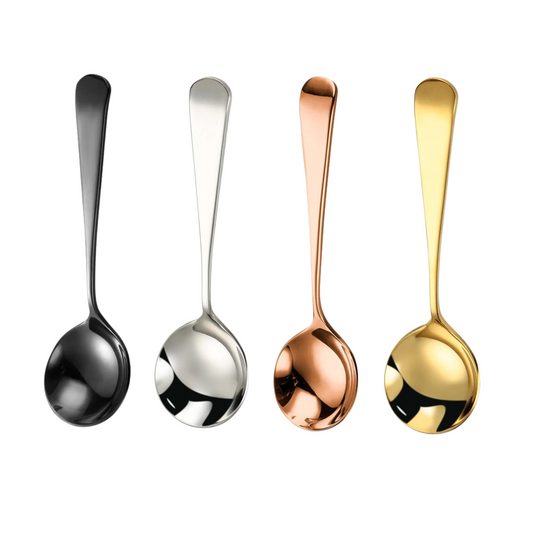 Cucharas de Acero Inoxidable 304 para Café, Sopa, Postre. Cucharas de Lujo, Diseño Elegante. Set de 4 Pzas. Gruesas y Pesadas