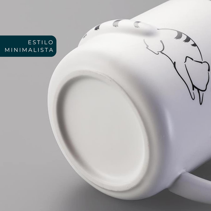 Taza de Gato con Cola en 3D. Diseño de Gatito Dormilón. Taza para Amante de los Gatos. Taza para Café de 350 ml.