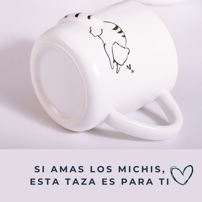 Taza de Gato con Cola en 3D. Diseño de Gatito Dormilón. Taza para Amante de los Gatos. Taza para Café de 350 ml.
