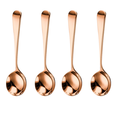 Cucharas de Acero Inoxidable 304 para Café, Sopa, Postre. Cucharas de Lujo, Diseño Elegante. Set de 4 Pzas. Gruesas y Pesadas