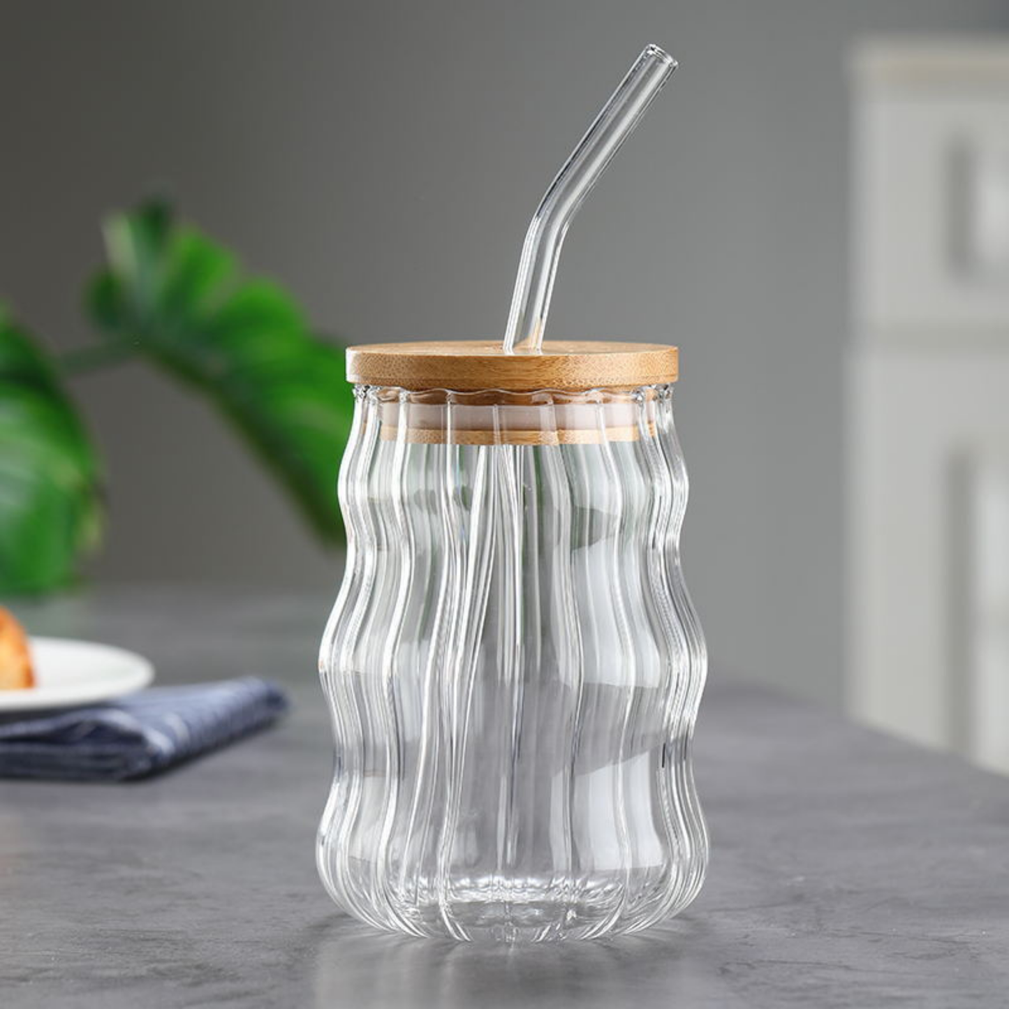 Vasos de Vidrio 530 ml.  2 Pzas. Set de Vasos Para Cócteles, Batidos, Agua, Café frio, Té helado. Aesthetic, Elegantes, Modernos.