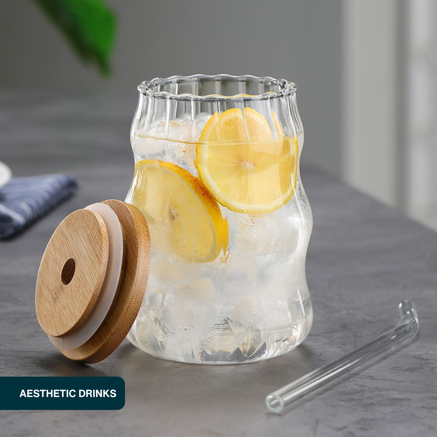 Vasos de Vidrio 530 ml.  2 Pzas. Set de Vasos Para Cócteles, Batidos, Agua, Café frio, Té helado. Aesthetic, Elegantes, Modernos.