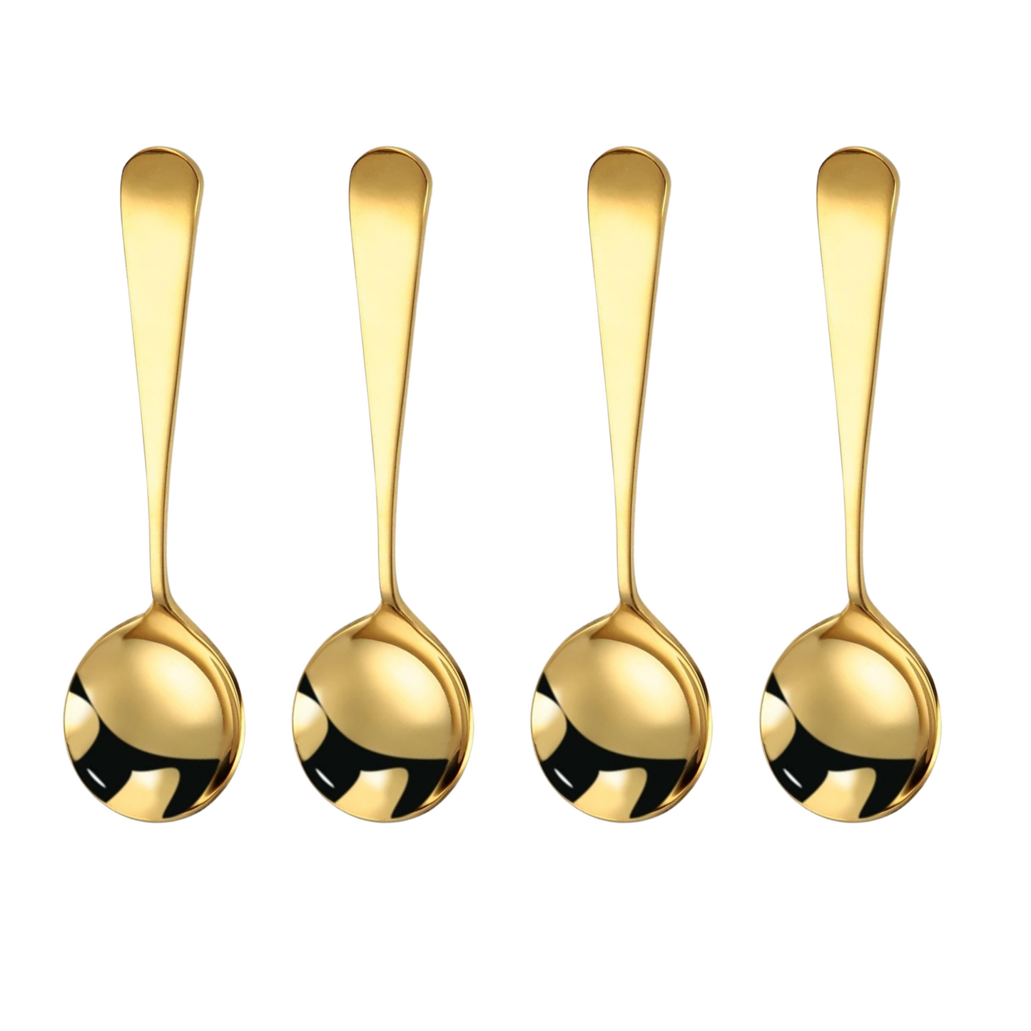 Cucharas de Acero Inoxidable 304 para Café, Sopa, Postre. Cucharas de Lujo, Diseño Elegante. Set de 4 Pzas. Gruesas y Pesadas
