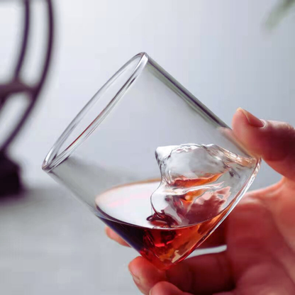 Vasos de Whisky, 300 ml. Set de 2 Vasos de Montaña para Whiskey, Bourbon, Ron, Coñac, Mezcal, Vino. Hechos a mano en Vidrio de Borosilicato. Modernos, Elegantes