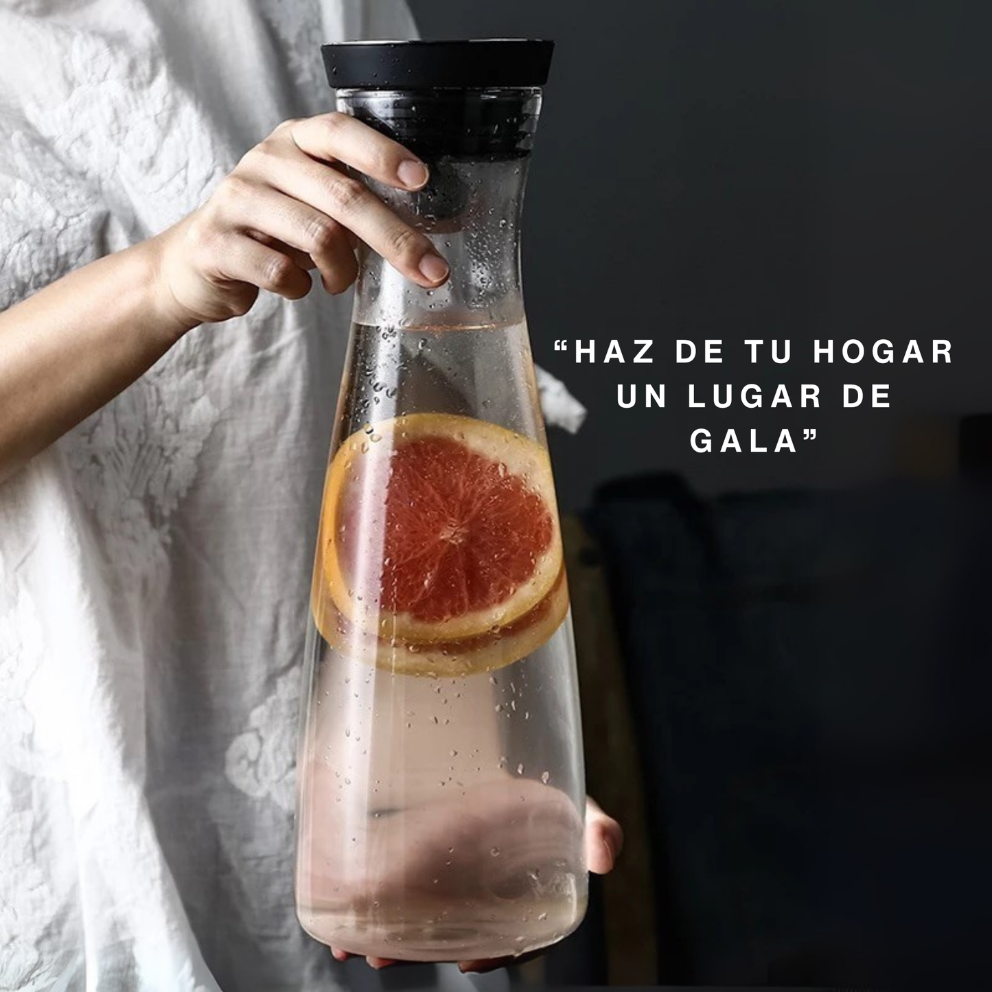 Jarra de Vidrio Borosilicato 1,200 ml para Agua, Infusiones, Limonada, Jugo, Té Helado. Jarra de Agua con Tapa para Bebidas Frías y Calientes. Elegante, Moderna, Minimalista, Aesthetic