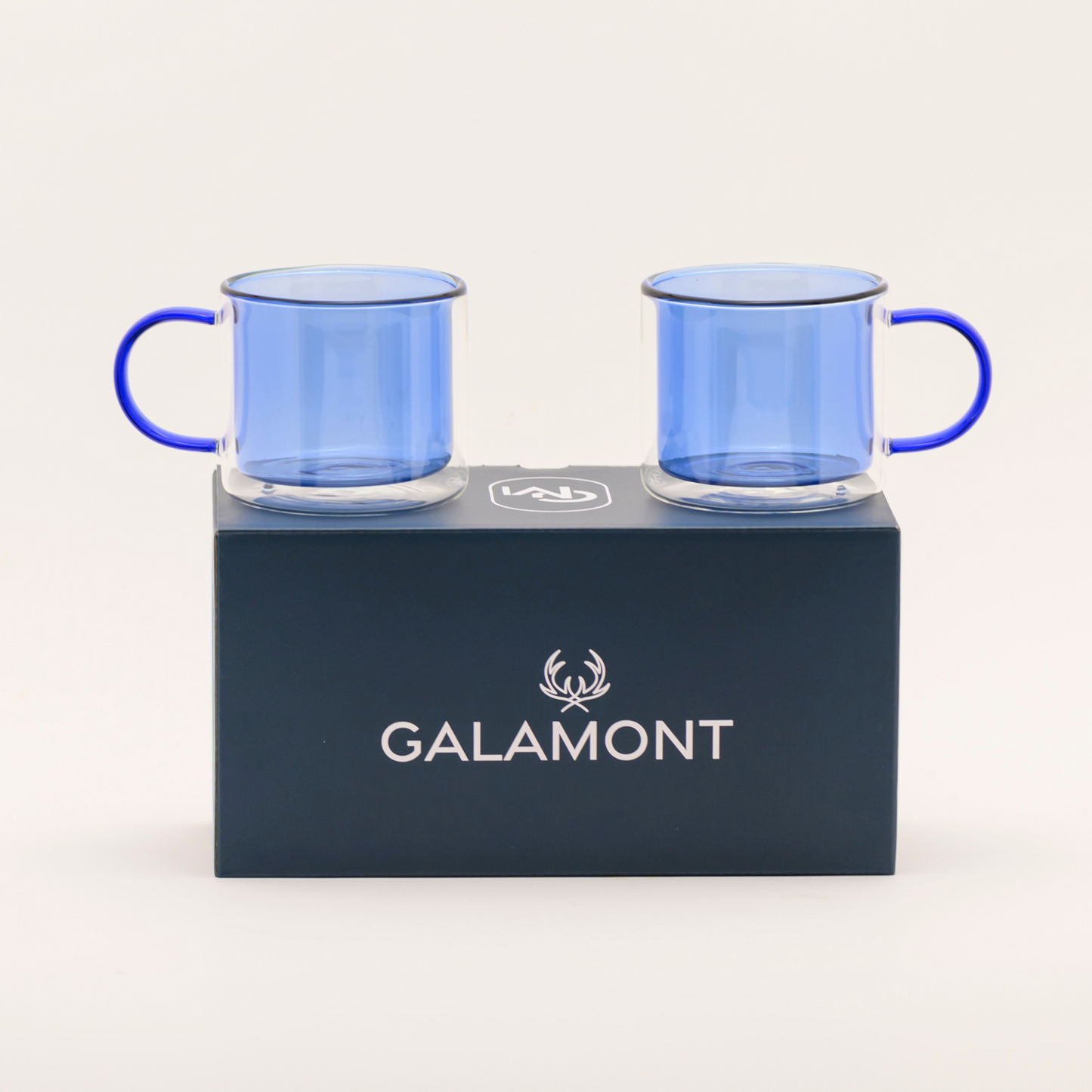 Tazas Doble Fondo Coloridas para Espresso, Capuchino, Té. Juego de 2 Tazas Doble Pared de Vidrio de 300 ml. Tazas de Café Bonitas Azules