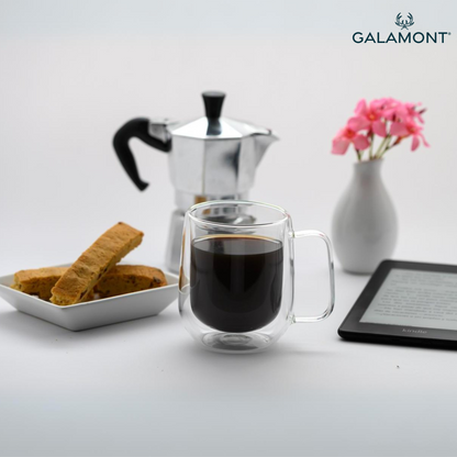 Tazas Transparentes para Café Espresso, Capuchino, Té. Tazas Doble Fondo. Juego de 2 Tazas Doble Pared de  Vidrio 300 ml. Tazas de Café Bonitas