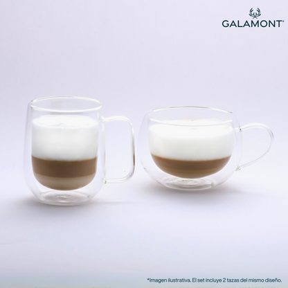 Tazas Transparentes para Café Espresso, Capuchino, Té. Tazas Doble Fondo. Juego de 2 Tazas Doble Pared de  Vidrio 300 ml. Tazas de Café Bonitas