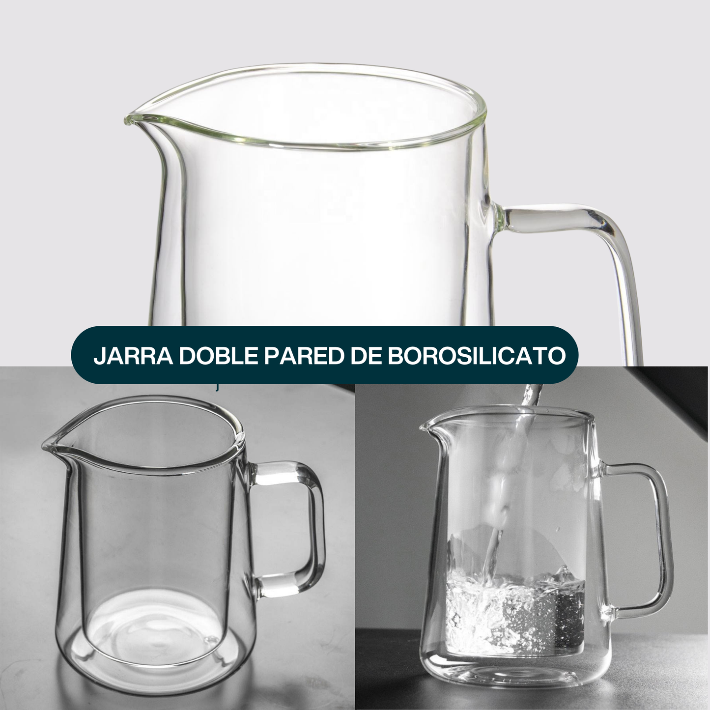 Prensa Francesa para Café y Té. Prensa Francesa Doble Pared. Prensa Francesa de Vidrio Borosilicato Transparente. 800 ml.