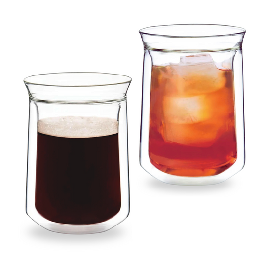 Vasos Doble Pared de Vidrio para Café, Cold Brew, Iced Tea. Set de 2 Vasos Doble Fondo, 350 ml. Elegantes, Bonitos, Aesthetic